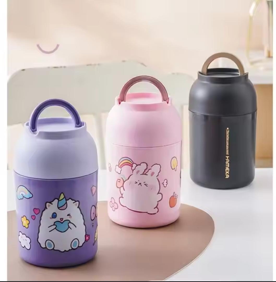 600ml Insulated Stainless Steel Thermos Food Flask with Spoon – Leak-Proof Soup & Lunch Jar for Kids, School, Office, or Travel