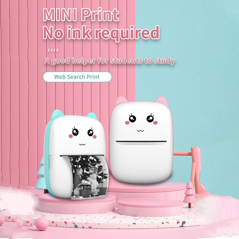 Mini Pocket Bluetooth Thermal Printer – Portable Inkless Label, Photo, Note, Receipt Printer + 3 Free Rolls, 200DPI, 1200mAh Battery