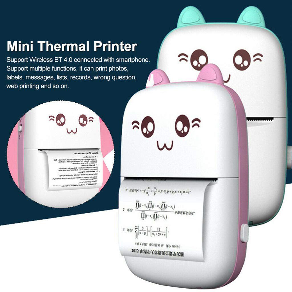 Mini Pocket Bluetooth Thermal Printer – Portable Inkless Label, Photo, Note, Receipt Printer + 3 Free Rolls, 200DPI, 1200mAh Battery