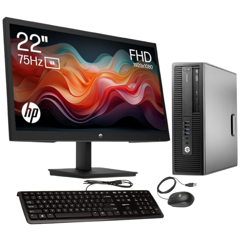 HP EliteDesk  SFF 705 G4 AMD Ryzen 5 PRO 2400G APU 16GB RAM 500GB HDD Desktop  WITH 23 INCH WIDE HP MONITOR