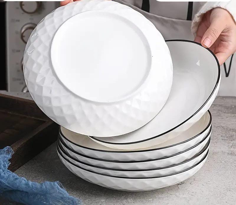 ✨️Top notch✨️Concise 6Pcs Dinner Plates Ceramic white deep dinner plates🔹️Elevate your dining experience with this beautiful and luxurious ceramic dinner set, a perfect addition to your kitchen colle