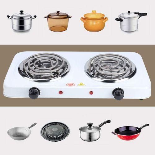 👏👏ELEVATE YOUR COOKING STYLE ✨️📍Rashnik Electric Stove/coil, Double Burner Cooktop, Compact and Portable, Adjustable Temperature Double Hot Plate, 2000 Watts, White & Stainless