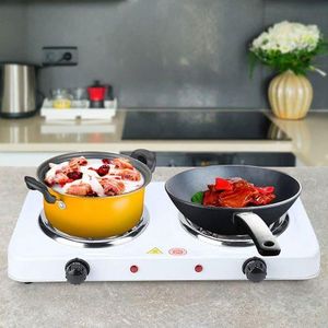 👏👏ELEVATE YOUR COOKING STYLE ✨️📍Rashnik Electric Stove/coil, Double Burner Cooktop, Compact and Portable, Adjustable Temperature Double Hot Plate, 2000 Watts, White & Stainless