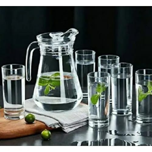 OFFER 7Pcs Quality Water Set 6 Glasses With 1 Jug🔥 -Be unique, Serve your favorite drinks to guests and get all those compliments on style and class😚