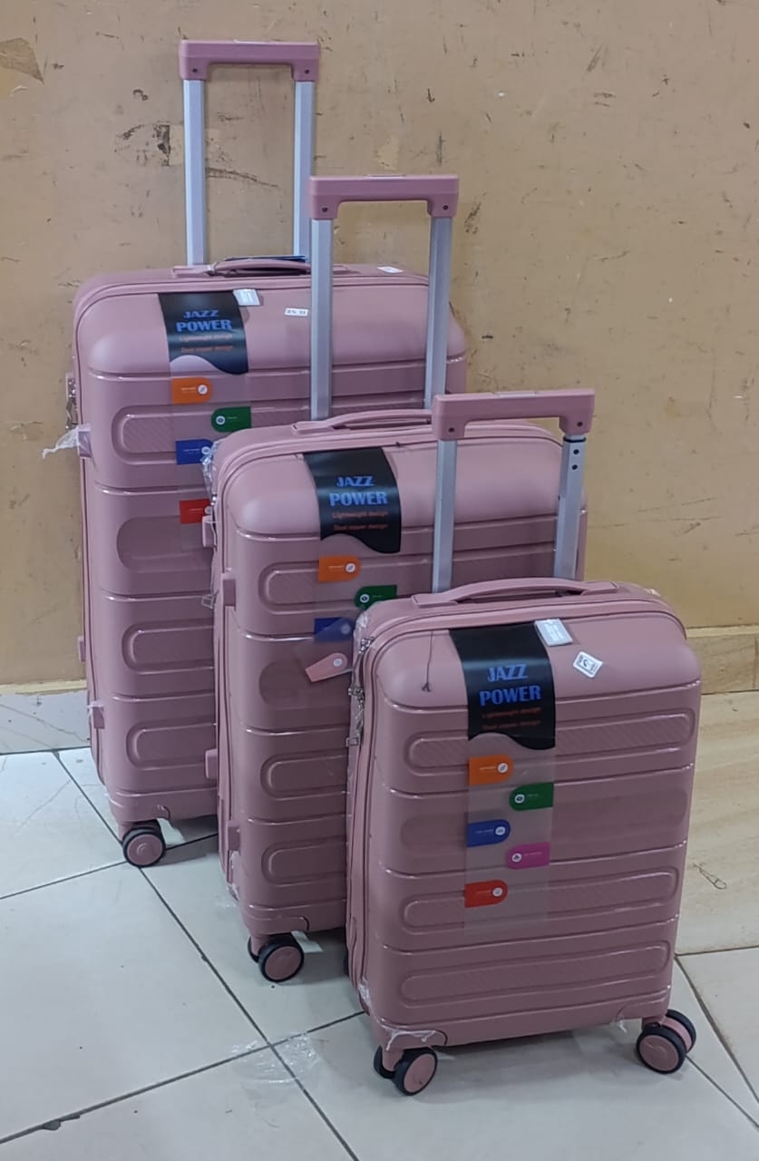 3 in 1 Unbreakable PP Suitcase

▪️Zipper closure frame.
▪️360 Easy-glide spinner wheels. 
▪️Telescopic handle system locks in multiple levels to adapt.
▪️Compression straps keep clothing neatly packed