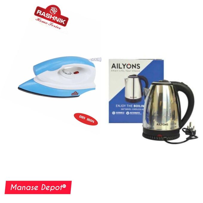 🎉Rashnik Dry Iron Box 1200W- White & FREE 1.8 Litre Electric Kettle🎇offers affordable‎‎,‎‎ quality‎‎,‎‎ energy‎‎-efficient home appliances ‎‎.‎‎ The brand is well known for their high‎‎-quality‎‎,‎‎