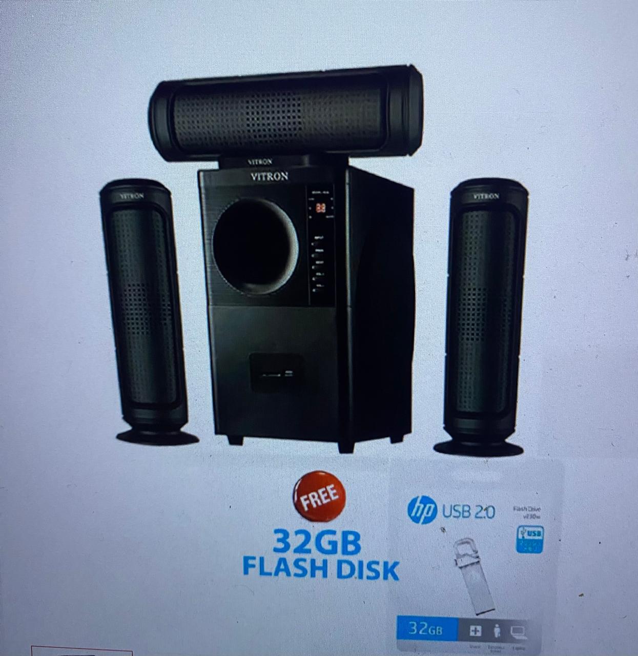 Vitron V635 3.1 HOME THEATER BUILT IN POWERFUL AMPLIFIER, SUB-WOOFER SYSTEM 3.1 CH 10000W+32GB FLASH DISK