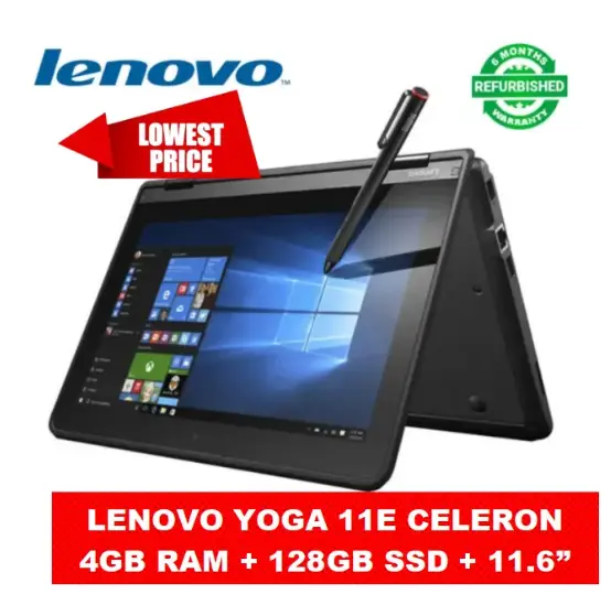 {Anniversary Offer} Lenovo Thinkpad Yoga 11e X360 Celeron 4GB RAM + 128GB SSD Refurbished Laptop Touchscreen 11.6 Inch Screen Size Laptops With Windows and Office Installed High Quality Computer