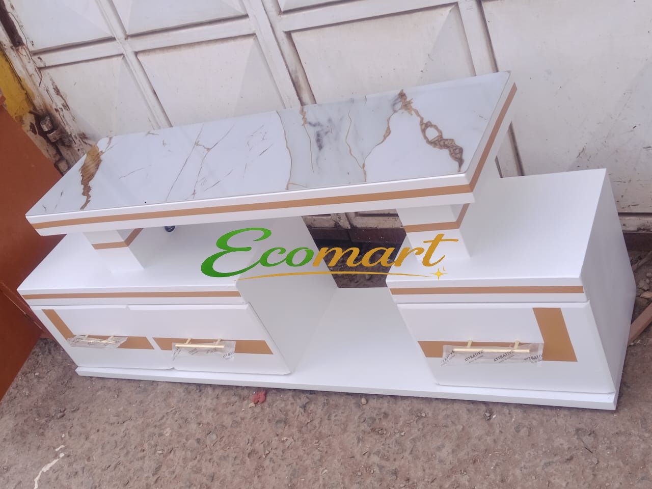 Modern TV Stand 5FT Wooden with Marble Top With LED Lights Can Fit upto 55 Inch TV High Quality TV Stands Stylish Classic and Durable