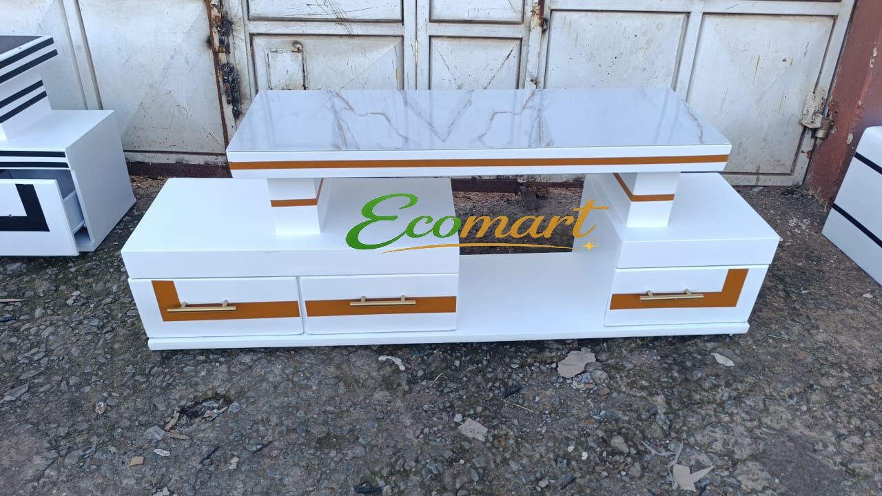 Modern TV Stand 5FT Wooden with Marble Top With LED Lights Can Fit upto 55 Inch TV High Quality TV Stands Stylish Classic and Durable