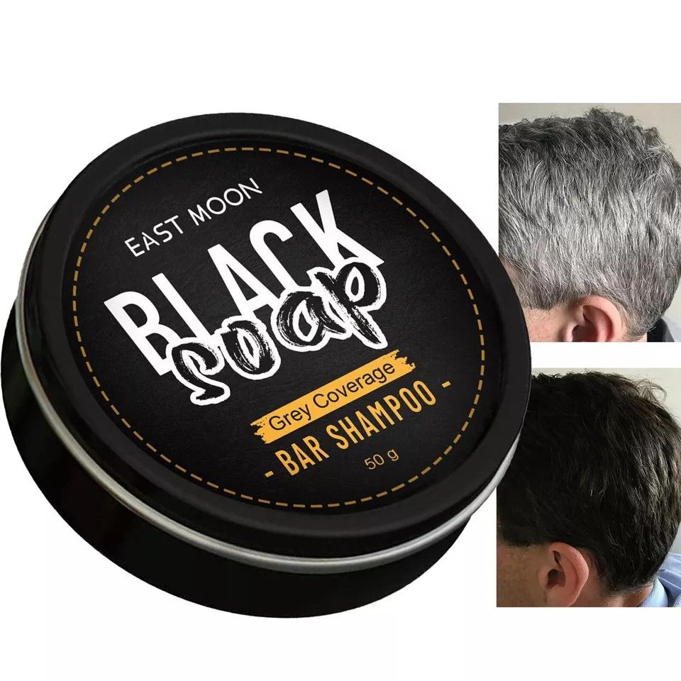 2× Men's Grey Coverage Bar Shampoo Hair Darkening Black Soap for Grey Hair Cover