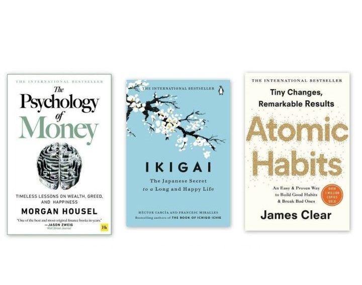 A Set Of 3 Books The Psychology of Money, Ikigai & Atomic Habits