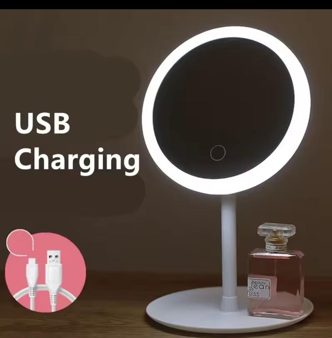 ✅Led make up mirror storage tray,Has Led light,180 degrees rotational,stepless dimming and a storage tray