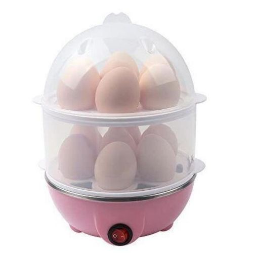 Egg Cooker. Double Layer Electric Egg Boiler Automatic Off 14 Egg Poacher - Pink