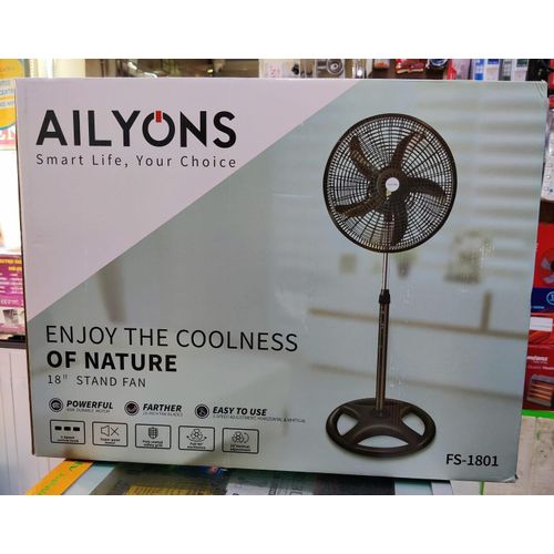 AILYONS 18 inch alyons standing room fan with three types of speeds and adjustable button can be tilted too