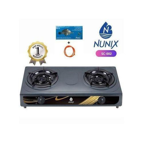 Nunix SC-002 Double Burner Gas Stove Cooker+6KG Regulator +Pipe