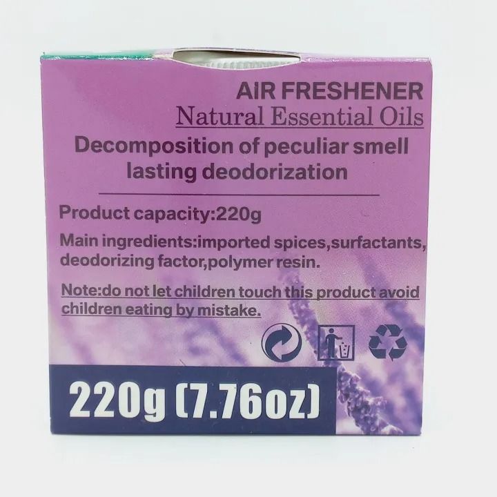 Jello Air Freshener Lavender Scent Odor Eliminator Scent Freshener Room Closets Bathrooms Car 220g