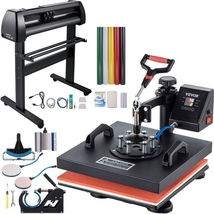 Combo Branding Kit :2 feet Vinyl Cutter Plotter + 8 In 1 Heat Press Machine