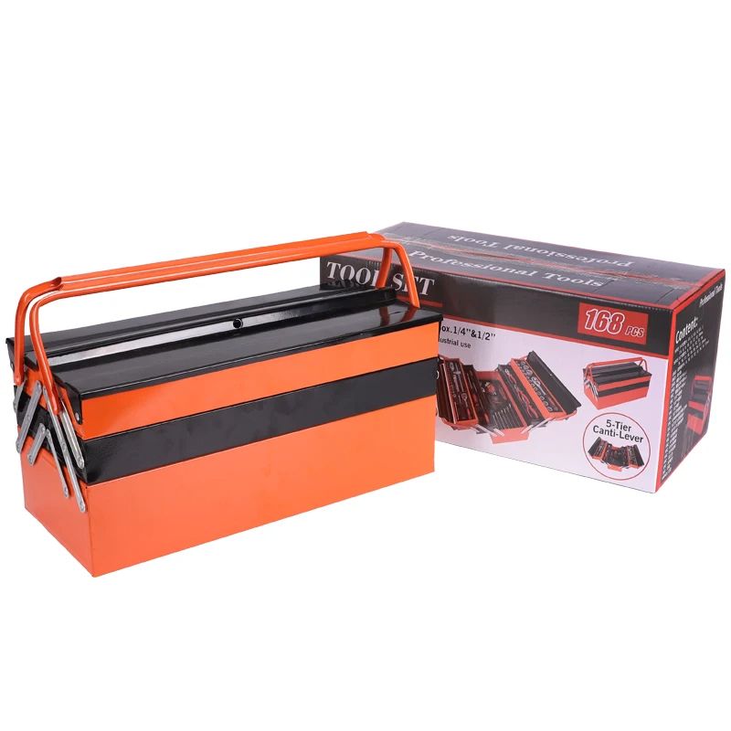 168 Pieces Manual Mechanical Socket Ratchet Wrench Combination Tool Kit Home Repair Tool Set