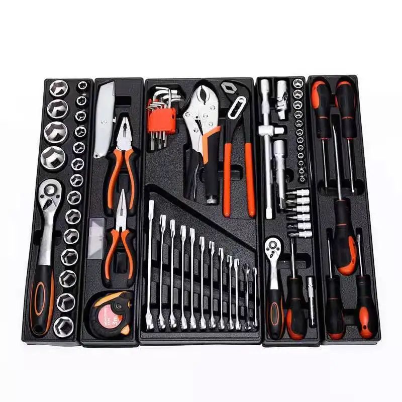 168 Pieces Manual Mechanical Socket Ratchet Wrench Combination Tool Kit Home Repair Tool Set