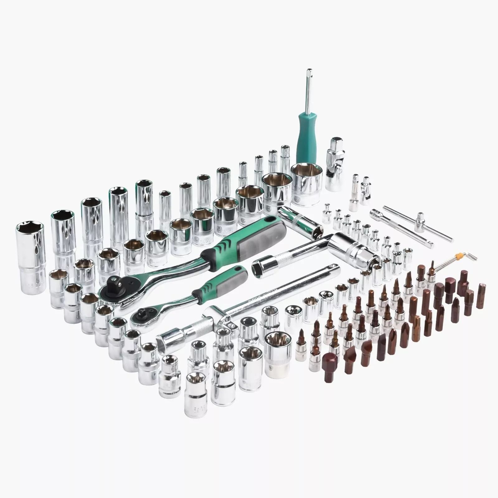 108pcs 1/2" 1/4" Socket Drive Tool Set Mechanics Tools Kit Metric Drive Socket