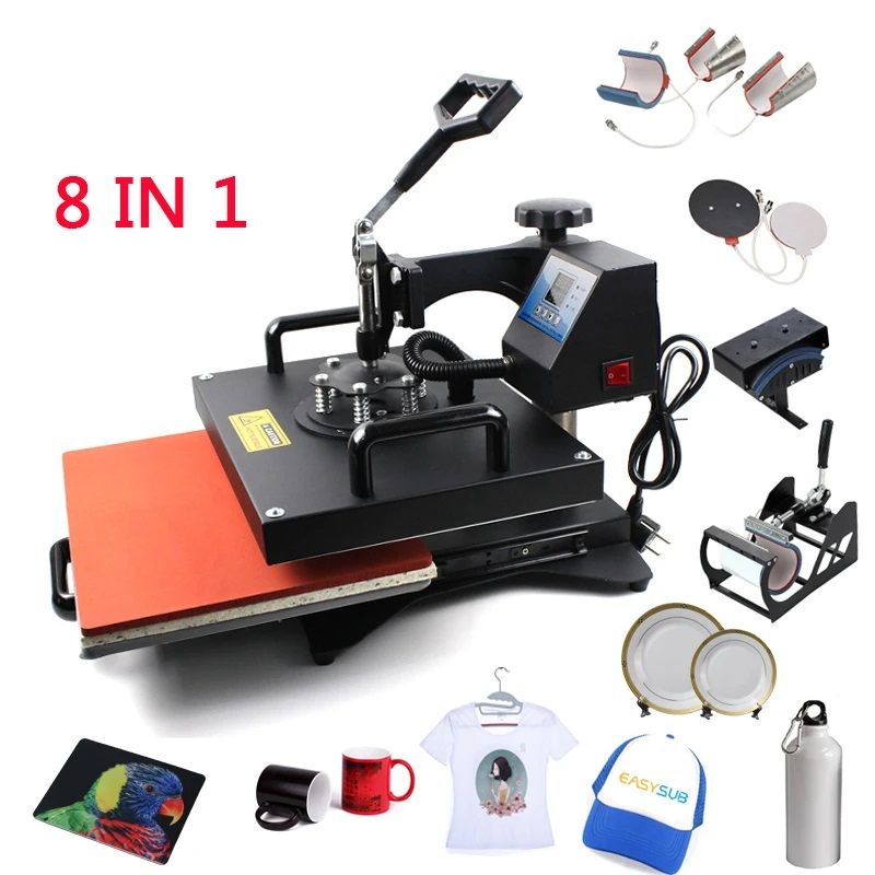 8 In 1 Sublimation Heat Transfer T-shirt Printing Machine Mugs Caps Machine