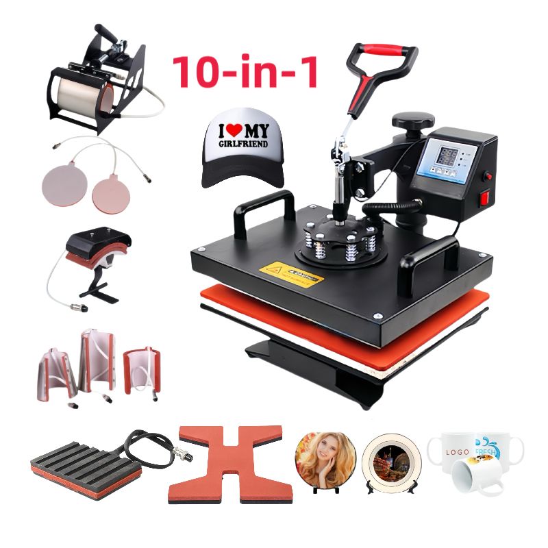 10 in 1 Heat Press Machines Sublimation Mug Hat Pen Plate Puzzle T shirt Printing Machine