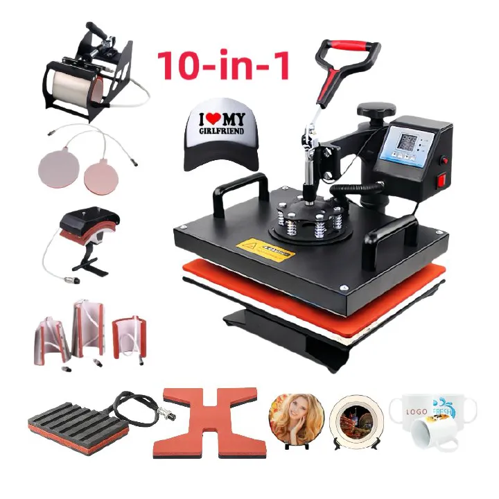 10 in 1 heat press sublimation shoe transfer machine heat press for mark style t-shirt shoe bottle fountain pen football