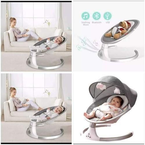 Electric Smart Baby Electric Rocking Chair Baby Swing Cradle w/ Bluetooth Music-Grey Multicolor
