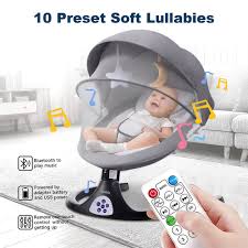 Electric Smart Baby Electric Rocking Chair Baby Swing Cradle w/ Bluetooth Music-Grey Multicolor