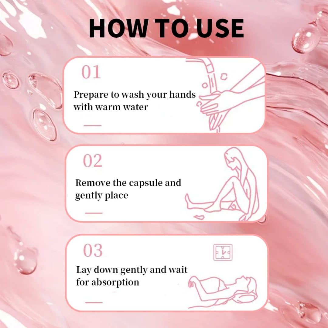 YONI ORGASM CAPSULES;ENHANCES ORGASM INTENSITY, TIGHTNESS EFFECT,   CREATES TOTAL BODY RELAXATION & MENTAL EASE   HEIGHTENS VULVA SENSITIVITY INCREASES DESIRE, MOOD & CONFIDENCE LIBIDO BOOSTER