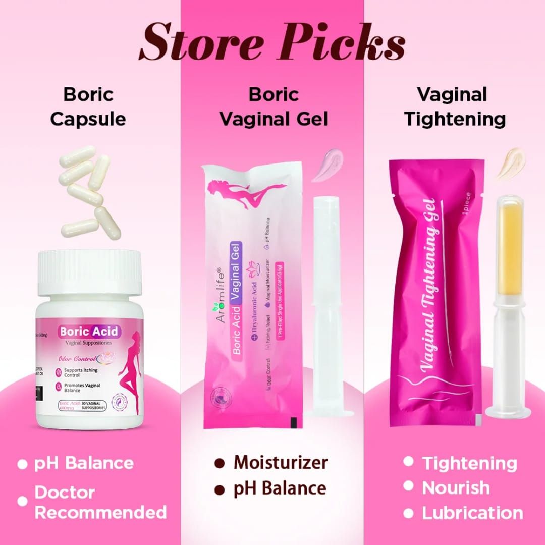 VAGINAL BORIC ACID GEL MOISTURIZER BALANCES PH ,ODOR CONTROL, RELIEVES ITICHINESS AND INFECTIONS GIVES YOU AN INSTANT FRESHNESS AND FEMININE WELLNESS