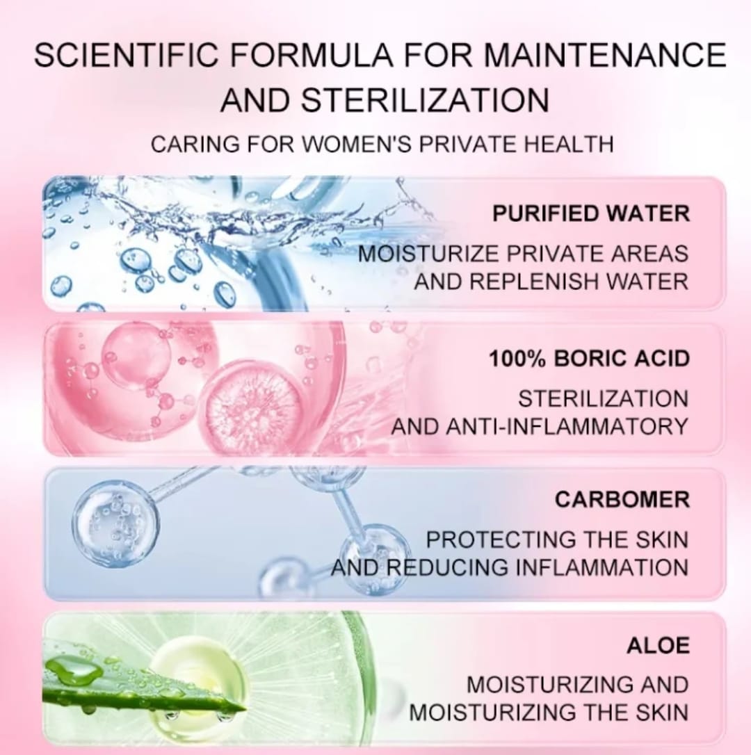 VAGINAL BORIC ACID GEL MOISTURIZER BALANCES PH ,ODOR CONTROL, RELIEVES ITICHINESS AND INFECTIONS GIVES YOU AN INSTANT FRESHNESS AND FEMININE WELLNESS
