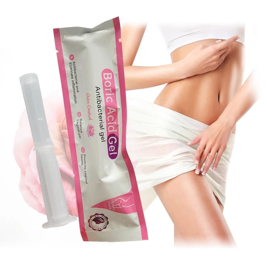 VAGINAL BORIC ACID GEL MOISTURIZER BALANCES PH ,ODOR CONTROL, RELIEVES ITICHINESS AND INFECTIONS GIVES YOU AN INSTANT FRESHNESS AND FEMININE WELLNESS