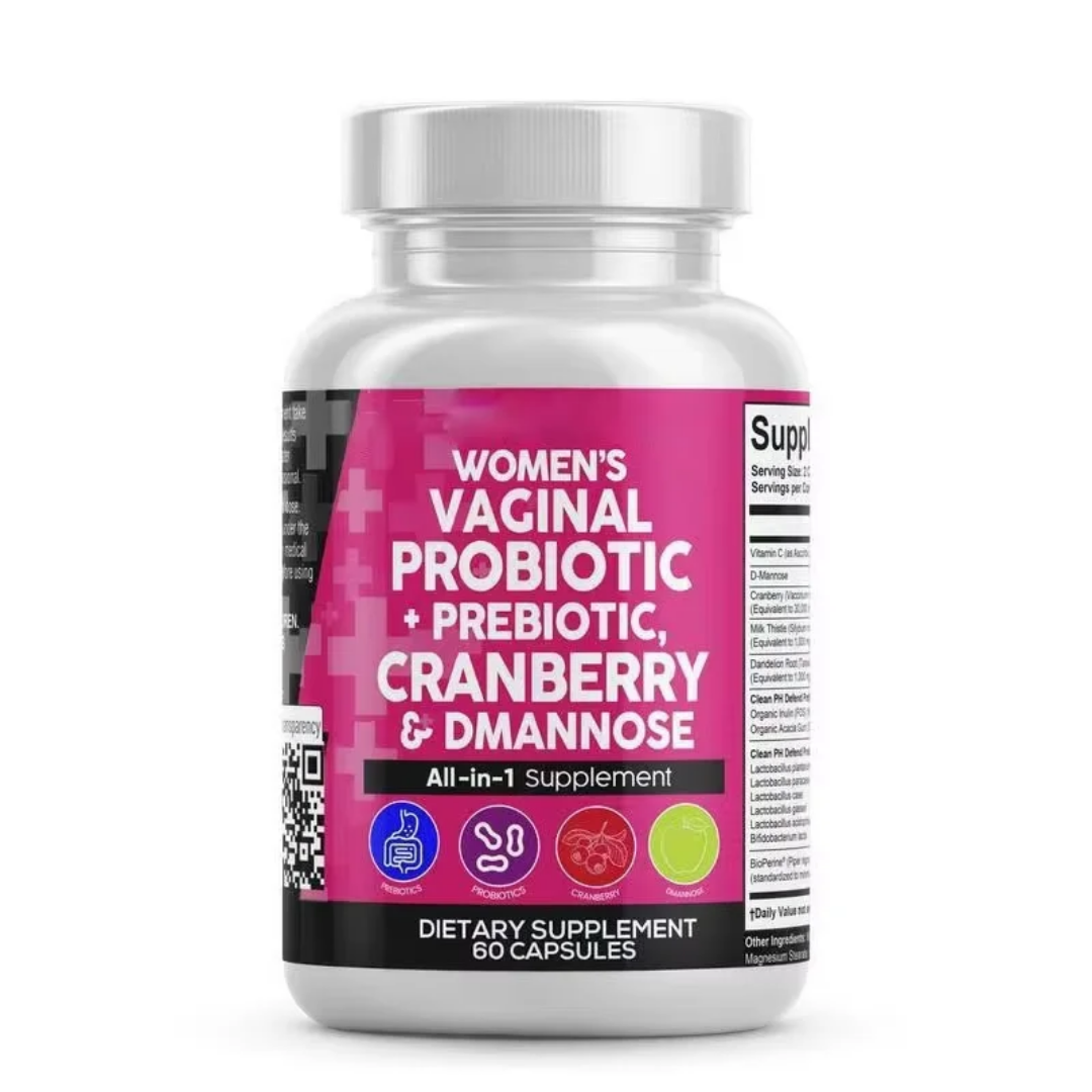 ALL  IN ONE VAGINAL  PROBIOTIC CAPSULES CRANBERRY & DMANNOSE SUPPLEMENT Reduces Yeast & Bacterial Infections  minimize the occurrence of yeast infections and bacterial vaginosis