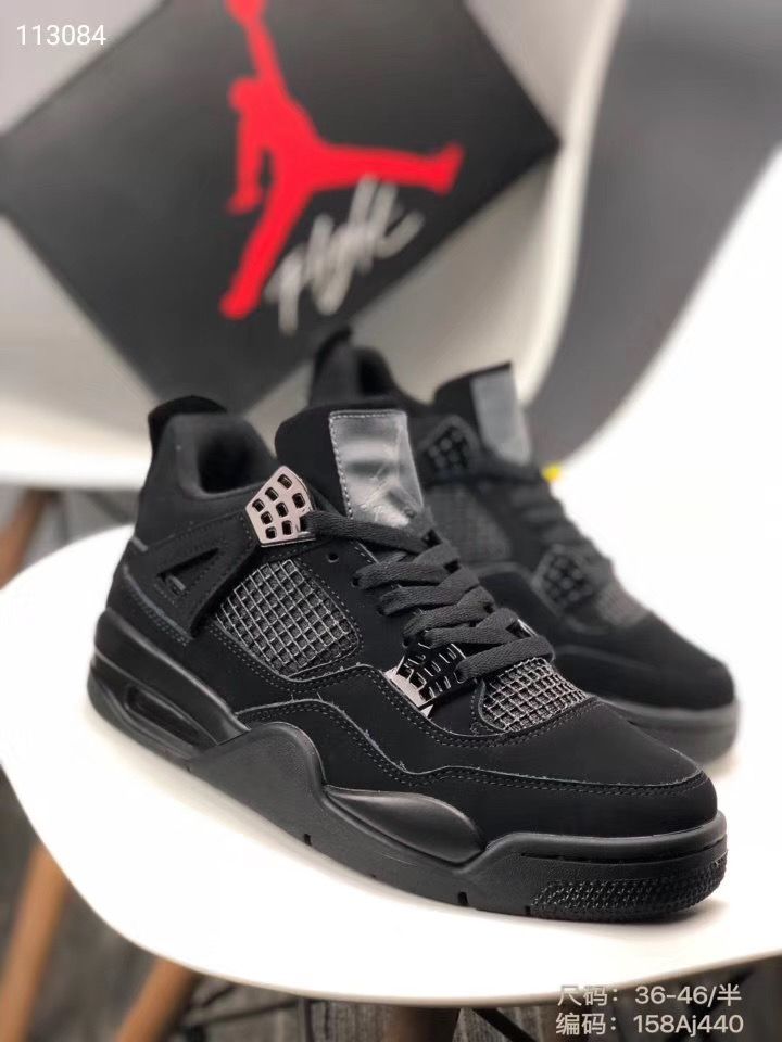 GRAB IT AT LOW PRICE+ ADDED OFFERS 🤩🤩✨ !!! ]   1Pair Brand New High Quality Durable & Comfortable  Jordan 4 Black Cat  Sneakers For Boys & Men at Affordable Price