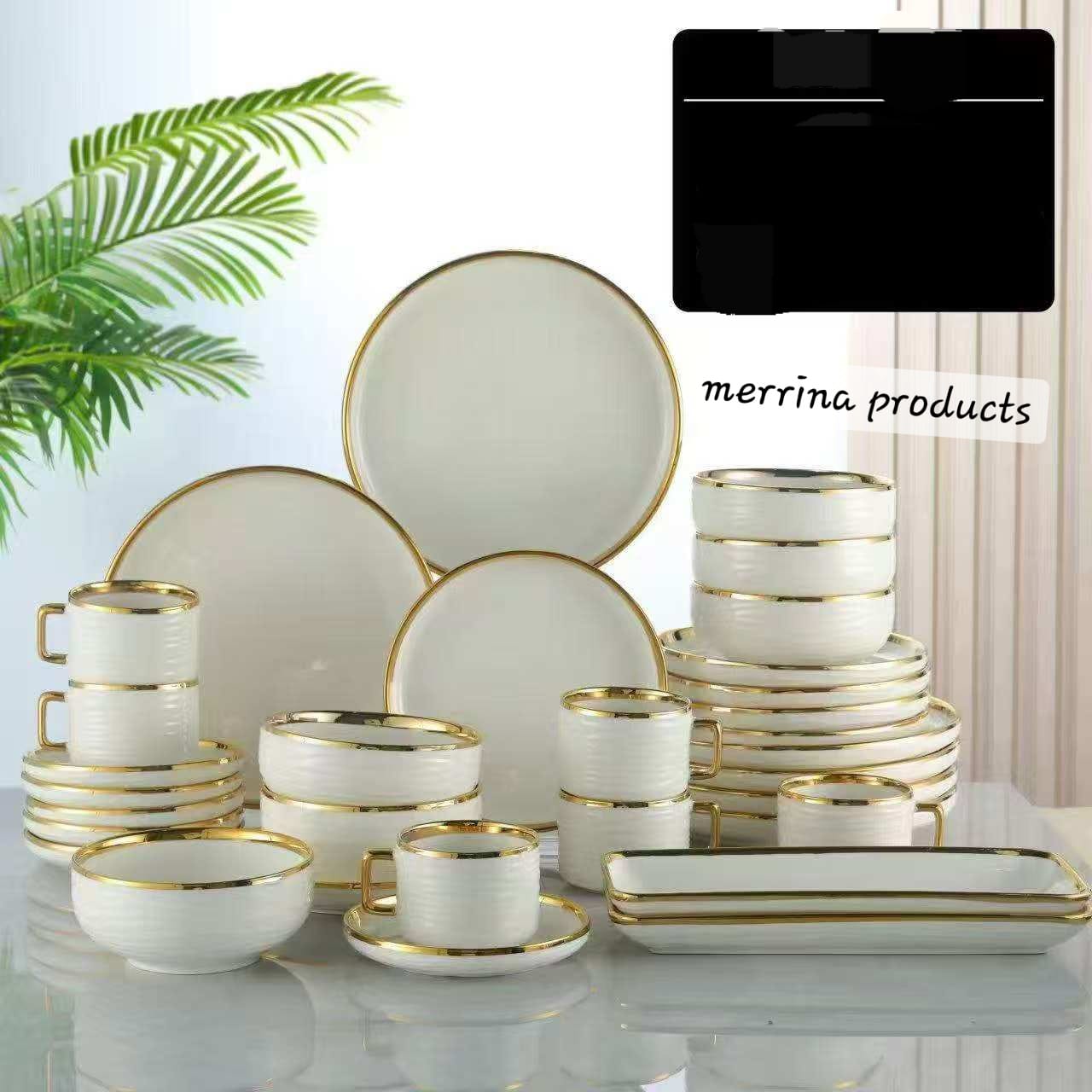 🔥 TODAY OFFER 🔥 32Pc Dinner Set Marble Green Elegant Plates Bowls Cups Durable Luxury Dining Set For Home Kitchen Hotel Use Gift Idea