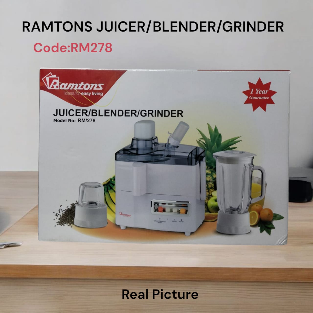 🔥 HOT SELL OFFER 🔥1pc  RM278 Ramtons 3-in-1 Juicer, Blender & Grinder Electric Multi-Function Kitchen Appliance 1.5L
