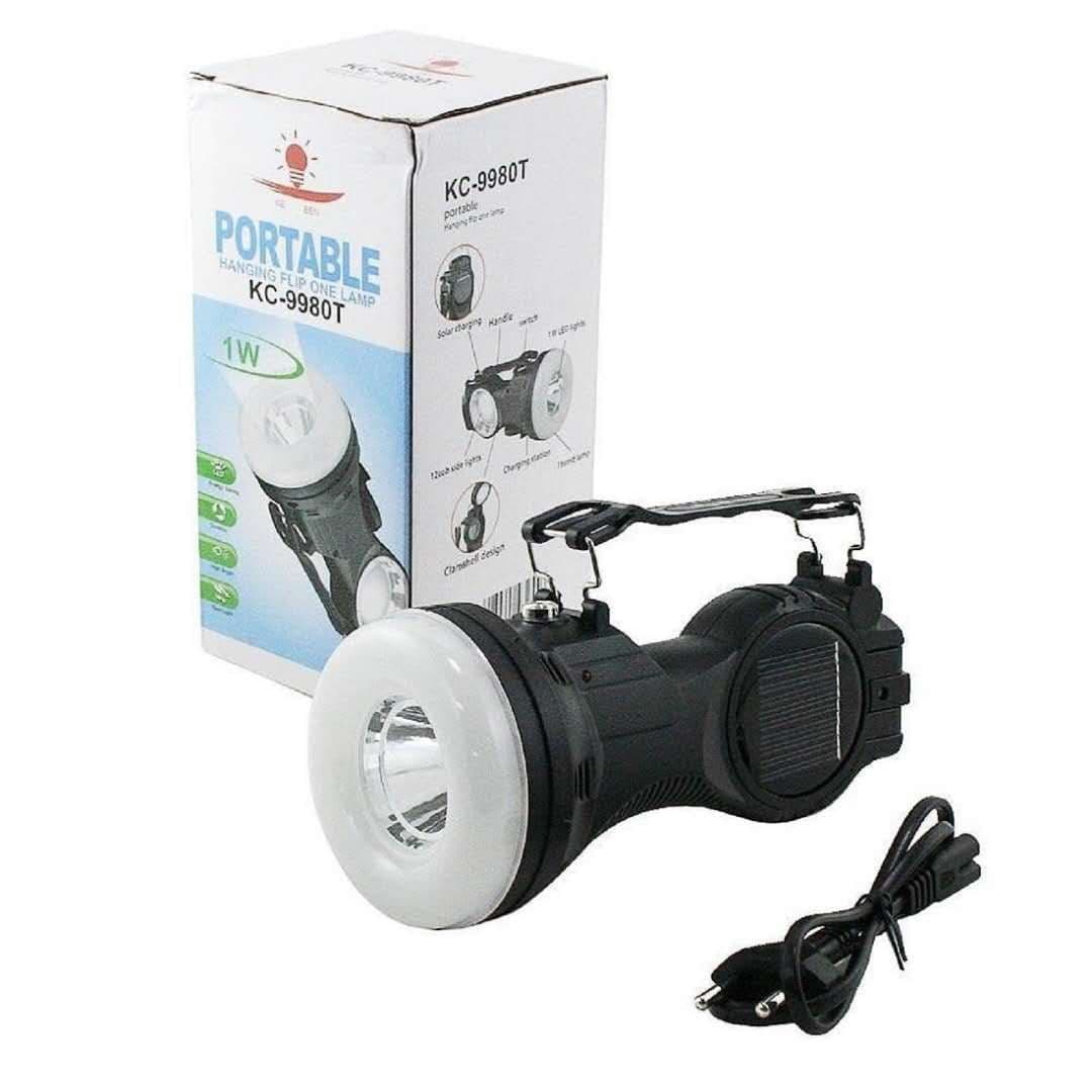 KC -9980 Portable Hanging Flip LED Solar Torch, AC & Solar Rechargeable Torch.Energy saving
High brightness
1 W high power head lights
16 SMD hanging lamp
1000mAh battery