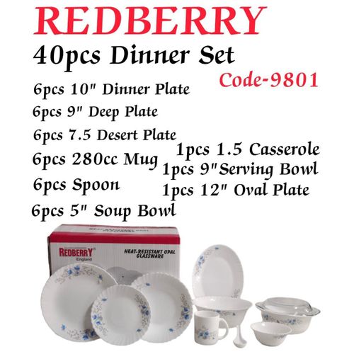 📍TOP QUALITY 📍Redberry 40pcs Dinner Sets.Redberry dinner sets typically include a variety of pieces such as dinner plates, soup plates, side plates, soup bowls, cups, and soup spoons.
– They may als