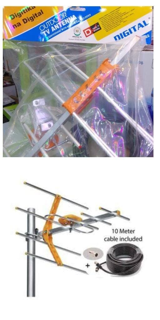 Digital (GO TV) AerialsDigital receiver antenna This antenna is UHF AND VHF signal receive that help your decoder or your digital TV just connect the antenna to the pole and position it facing the ma