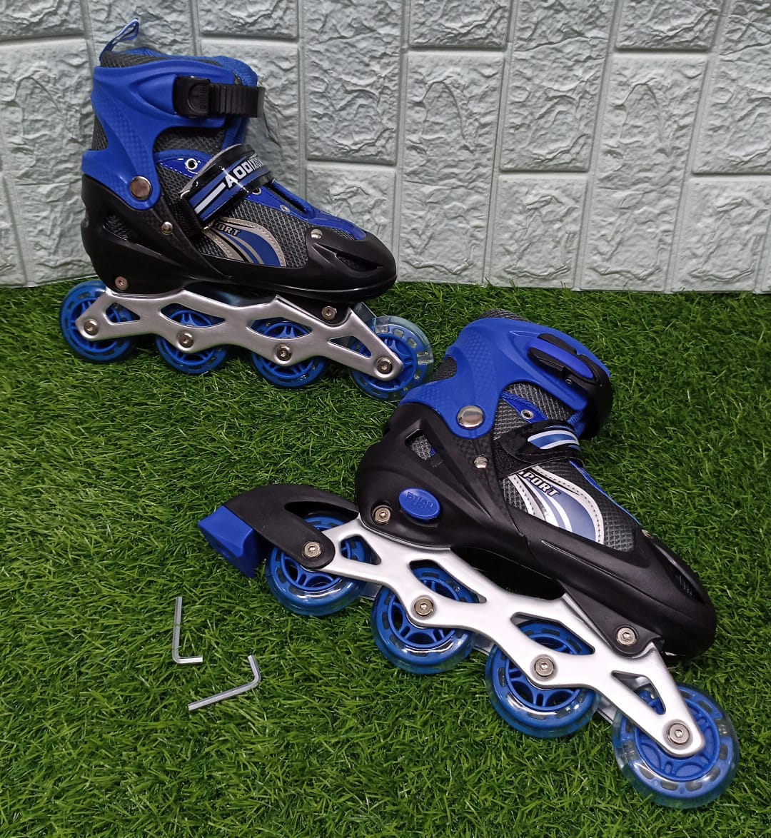 ✅️APPROVED QUALITY ✅️Blue Speed Roller Skates Shoes.Adjustable roller skates shoes
Light in wheels makes it comfortable and beautiful to skate. 
Comfortable lining in the skate shoes for protection pu