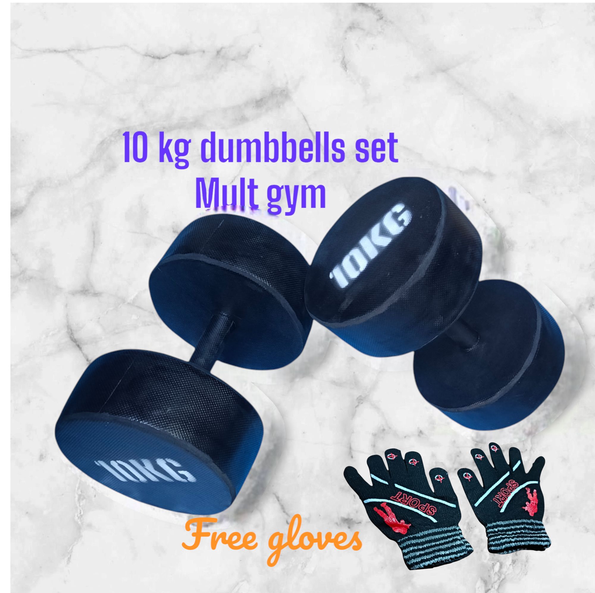 10kg dumbbells set +free gloves