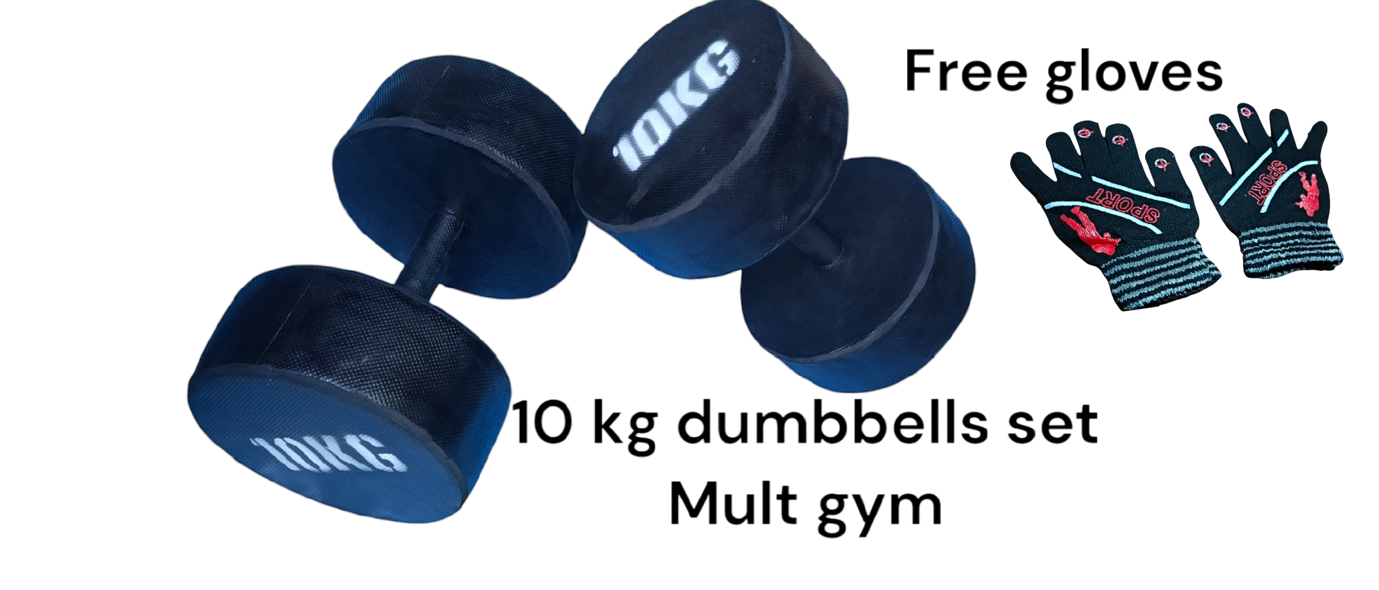 10kg dumbbells set +free gloves