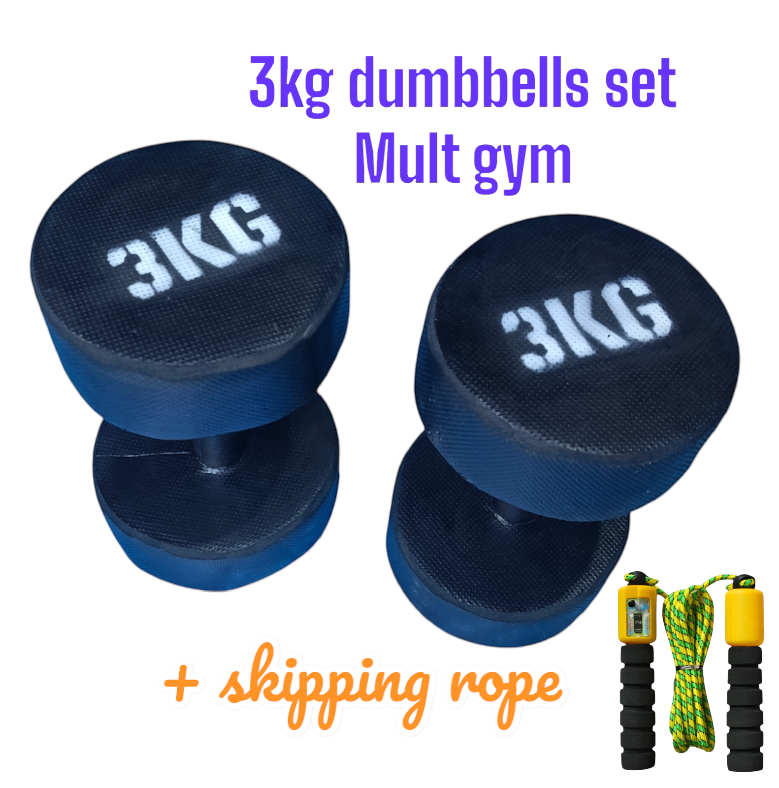 3kg dumbbells set free skipping rope