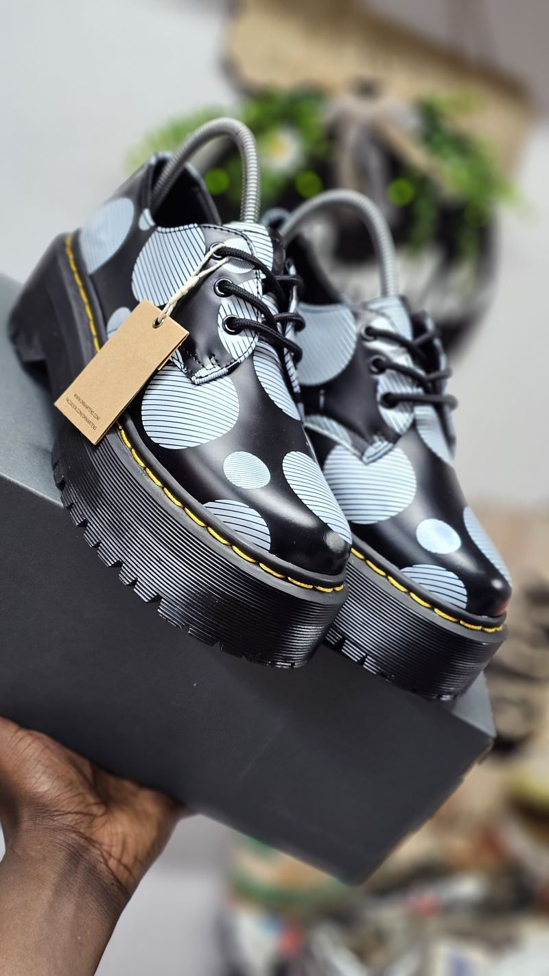 RESTOCKED Dr. Martens 1461 Polka Dot Smooth Leather Platform Shoes in Black/White