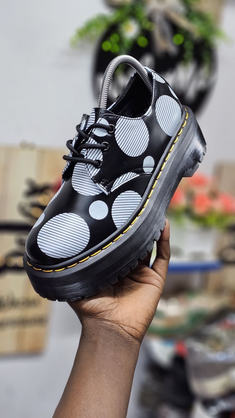 RESTOCKED Dr. Martens 1461 Polka Dot Smooth Leather Platform Shoes in Black/White