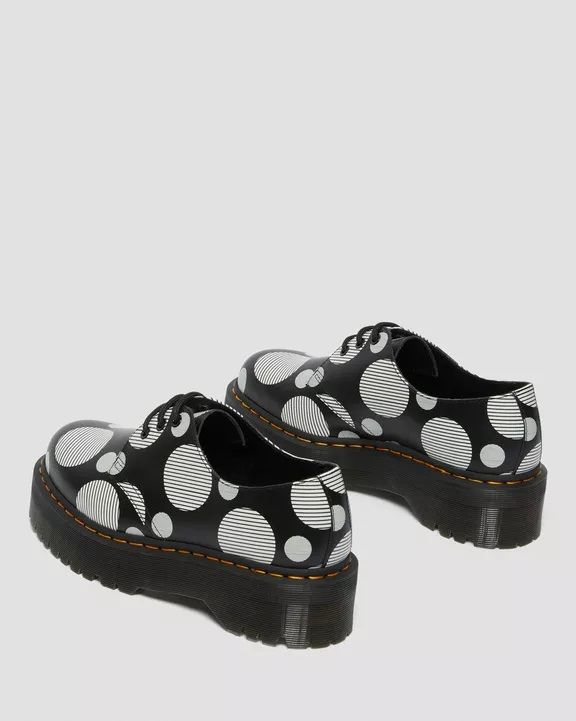 RESTOCKED Dr. Martens 1461 Polka Dot Smooth Leather Platform Shoes in Black/White