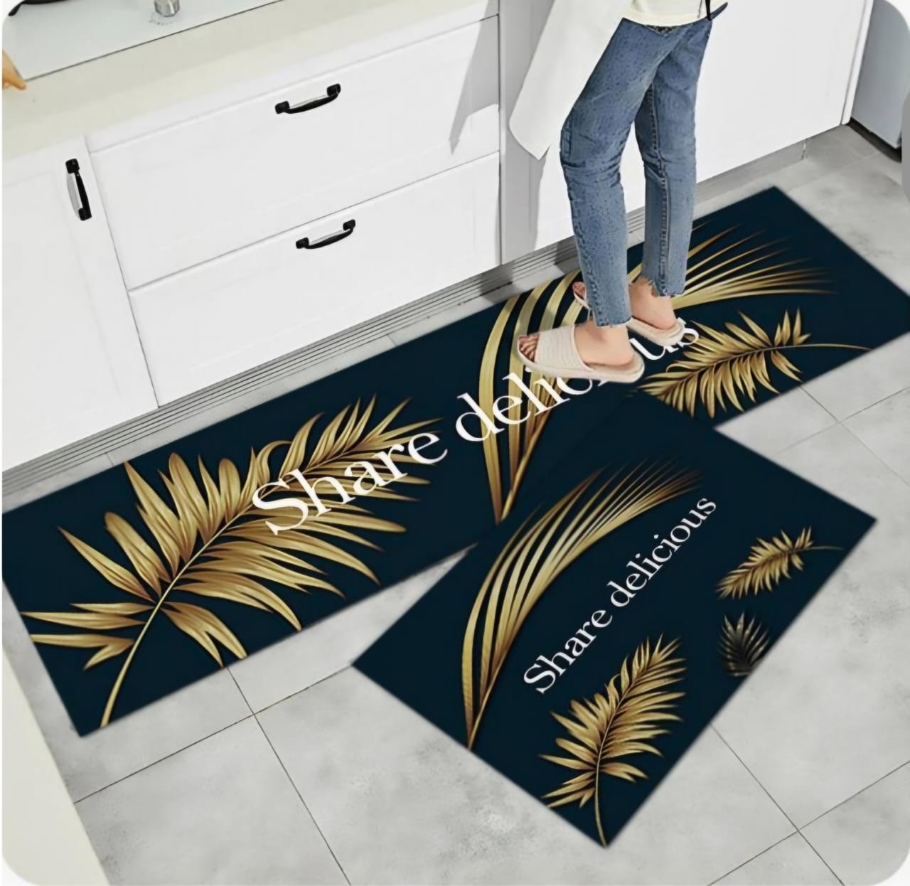 A 2 pc BINDED rubber mat Big mat size 120cm by 45cm Small mat size 80cm by 45cm