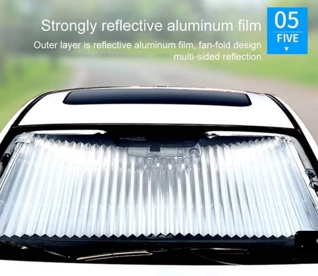 Car Retractoshade Retractable sunshade. Protects car interior from sun heat.